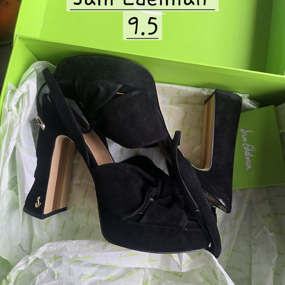 Sam Edelman Black Knotted Suede Platform